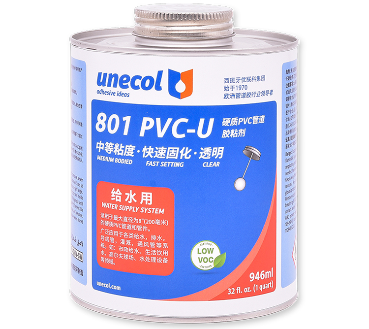 優聯科unecol膠水 801 PVC-U  透明 硬質PVC管道膠粘劑(圖1)